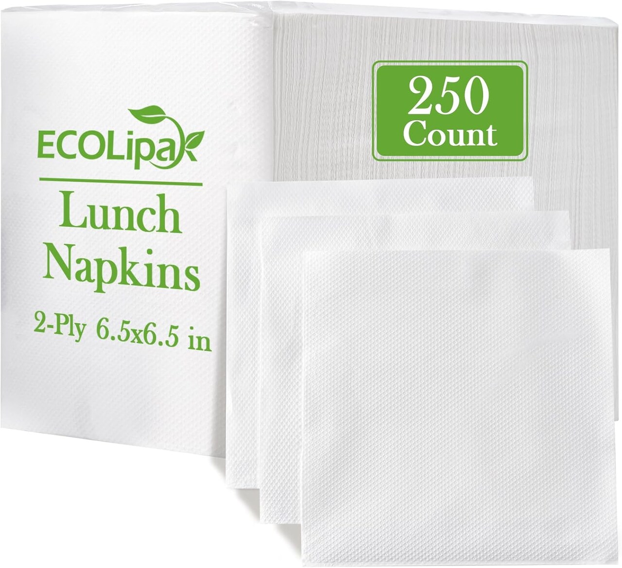 Napkins Bulk, 250 Count Everyday Paper Napkins, 6.5×6.5 Inch Folded, 2-Ply Soft And Absorbent for Dinner, Gathering, Bar, Restaurants(13×13 Inch Unfolded)